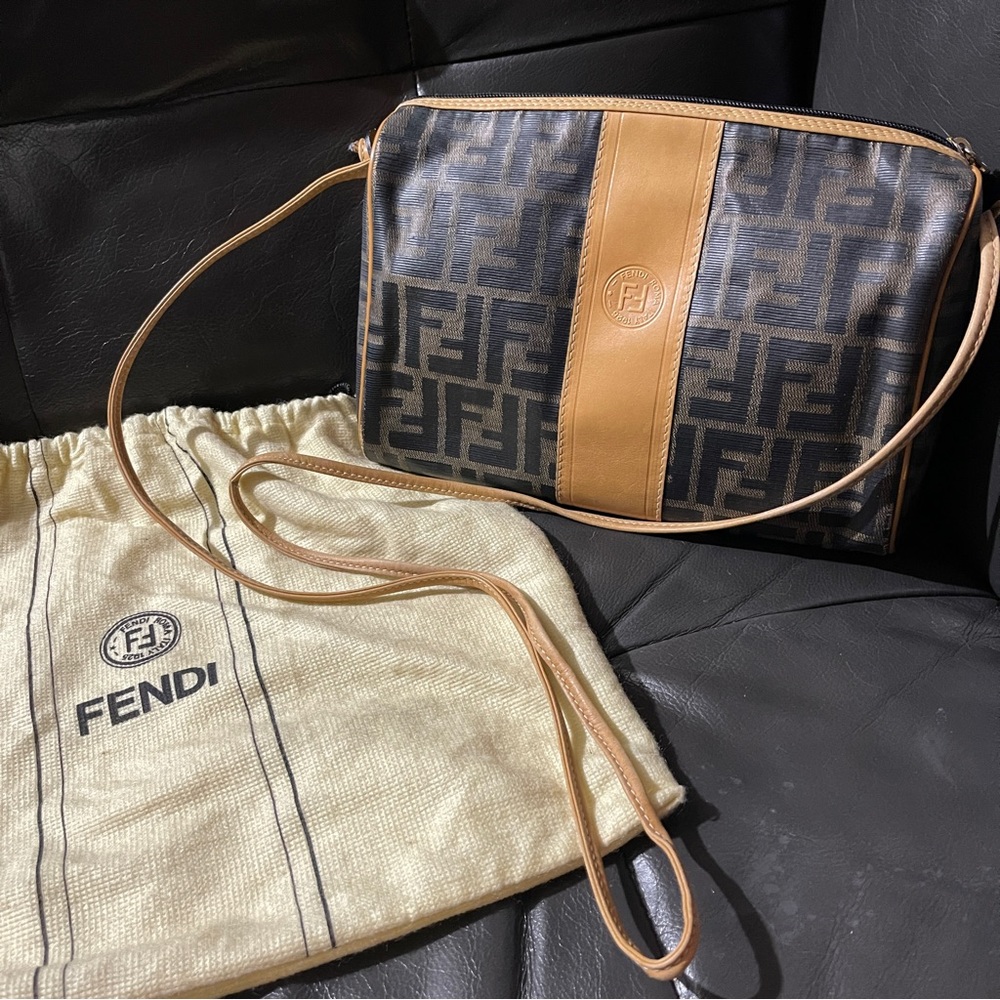 💯AUTH FENDI RARE ZUCCA Camera bag MINT EUC Vintage shoulder Bag monogram canvas